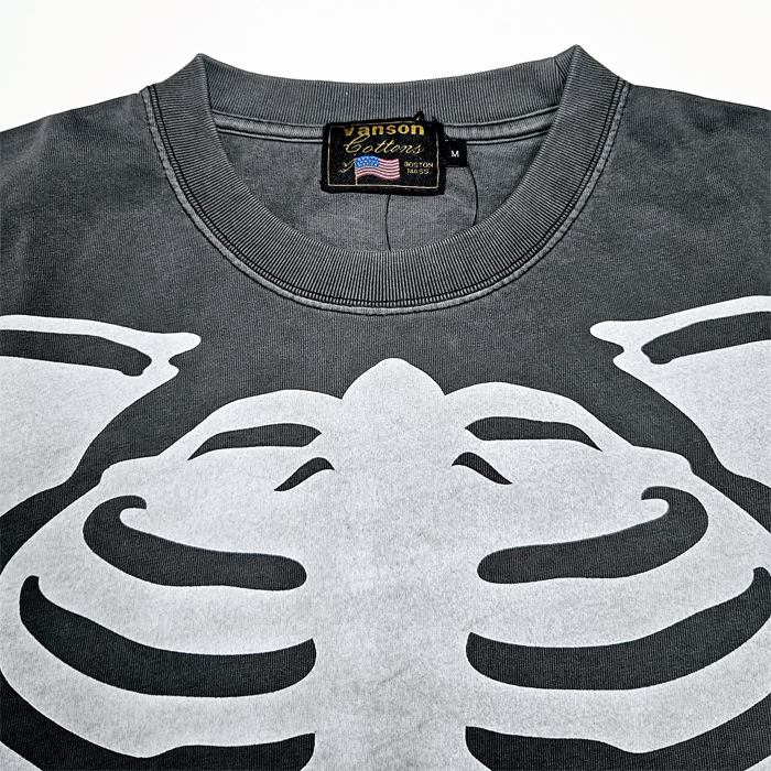 VANSON（バンソン） Vanson Tシャツ スカル ボーン ピグメント染め 骨