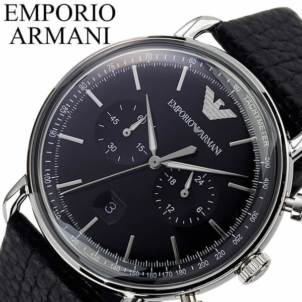EMPORIO ARMANI 腕時計 エンポリオ アルマーニ 時計 アビエイター AVIATOR メンズ ブラック AR11143｜hstyle