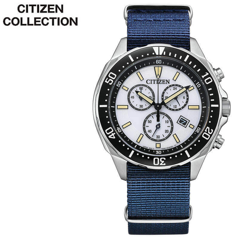 シチズン ソーラー 腕時計 CITIZEN 時計 シチズンコレクション CITIZEN 男性 メンズ ナイロン ブルー 青 クロノグラフ AT2500-19A シンプル｜hstyle