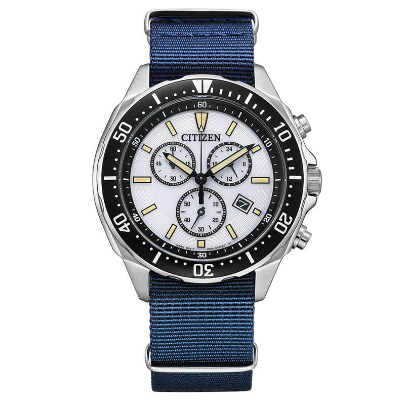 シチズン ソーラー 腕時計 CITIZEN 時計 シチズンコレクション CITIZEN 男性 メンズ ナイロン ブルー 青 クロノグラフ AT2500-19A シンプル｜hstyle｜02