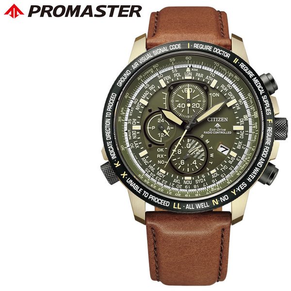 CITIZEN 腕時計 シチズン 時計 プロマスター エコ・ドライブ電波時計 SKYシリーズ ダイレクトフライト PROMASTER メンズ グリーン AT8194-11X