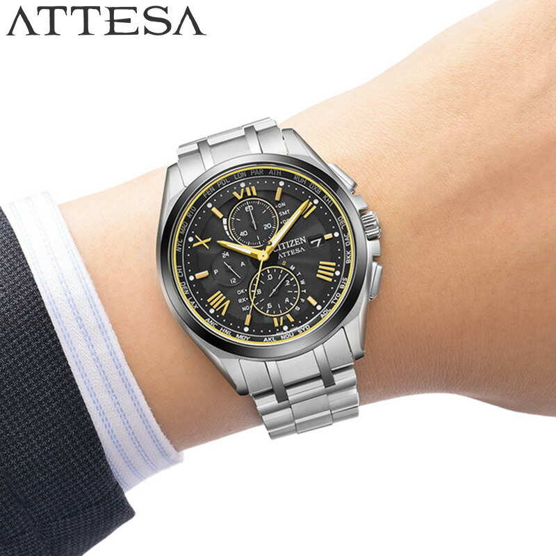 シチズン 腕時計 CITIZEN 時計 アテッサ メンズ ブラック 電波ソーラー