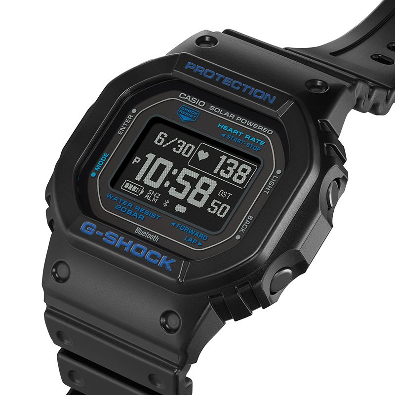 DW-H5600 ソーラー腕時計 ブラック 初号機の角型フォルムに心拍計測機能を搭載した“G-SHOCK” | CASIO