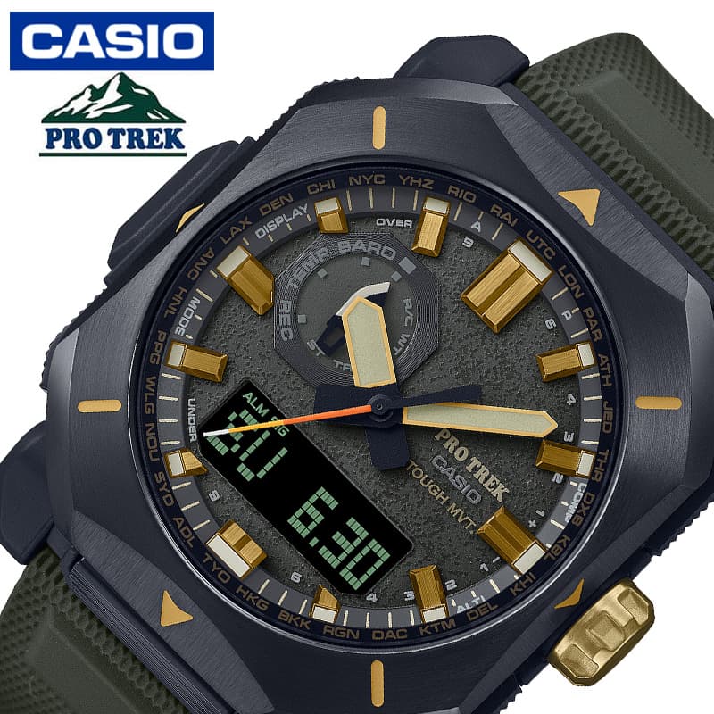 カシオ 腕時計 CASIO 時計 プロトレック PRW-6900シリーズ PRO TREK Climber Line メンズ 腕時計 ダークグリーン ソーラー アウトドア キャンプ カジュアル