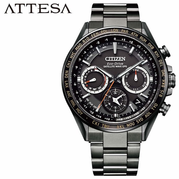 CITIZEN 腕時計 シチズン 時計 アテッサ エコ・ドライブGPS衛星電波時計 ダブルダイレクトフライト ATTESA ACT Line メンズ ブラック CC4014-62E