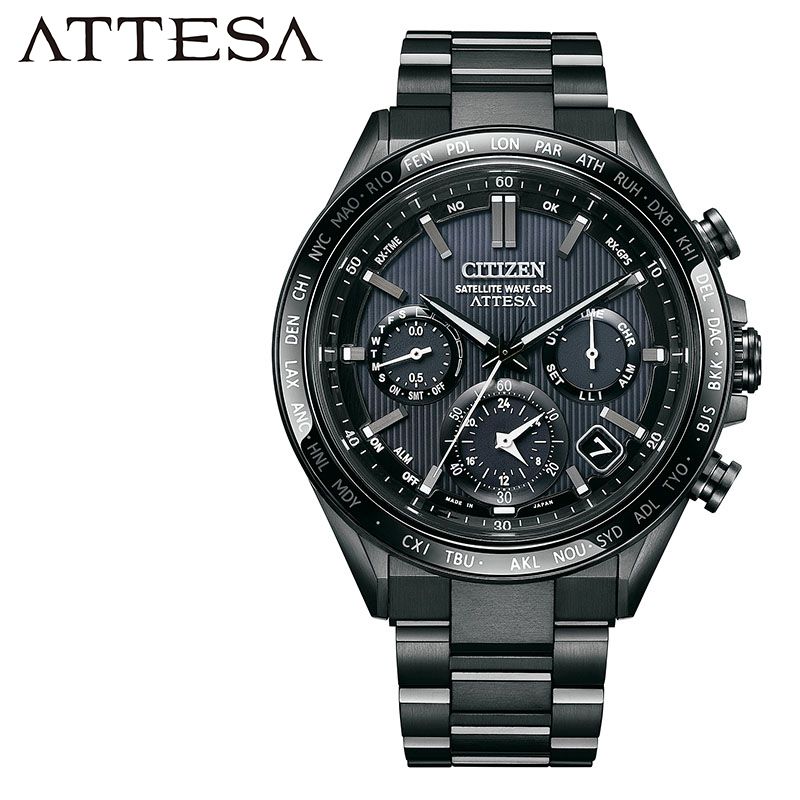 シチズン 電波ソーラー ソーラー電波 腕時計 CITIZEN 時計 アテッサ ATTESA 男性 メンズ ビジネス スーツ 黒 オールブラック エコ・ドライブ GPS CC4055-65E