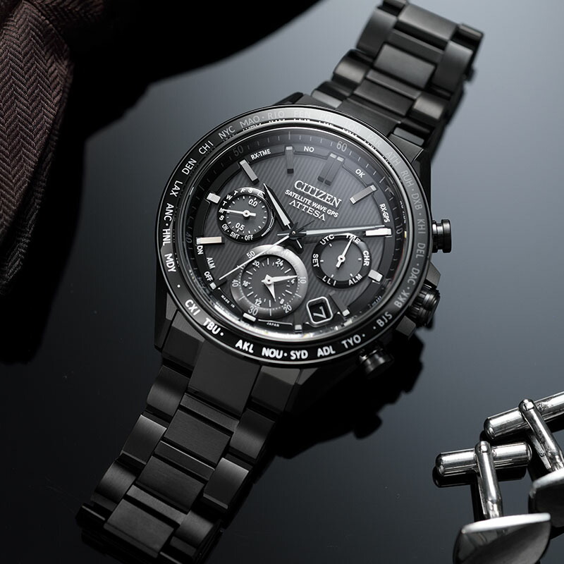 CITIZEN　ATTESA　ブラック ステンレススチール 時計 ATTESA（CITIZEN） 【ウォッチケースプレゼント】CITIZEN ATTESA