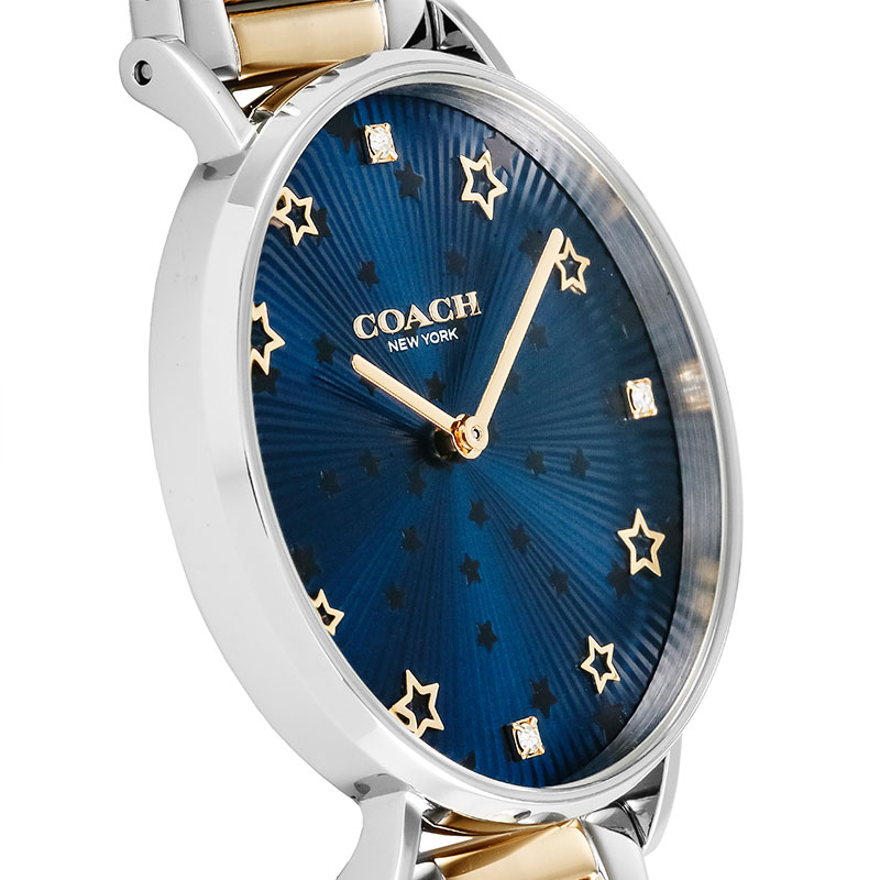 コーチ Coach 腕時計 ペリー 14503523 スター ラインストーンインデックス サンレイ ソレイユ ギョーシェ ネイビー文字盤 SS クオーツアナログ コーチ 腕時計 COACH 時計 ペリー 36mm PERRY ブルー 女性 向け