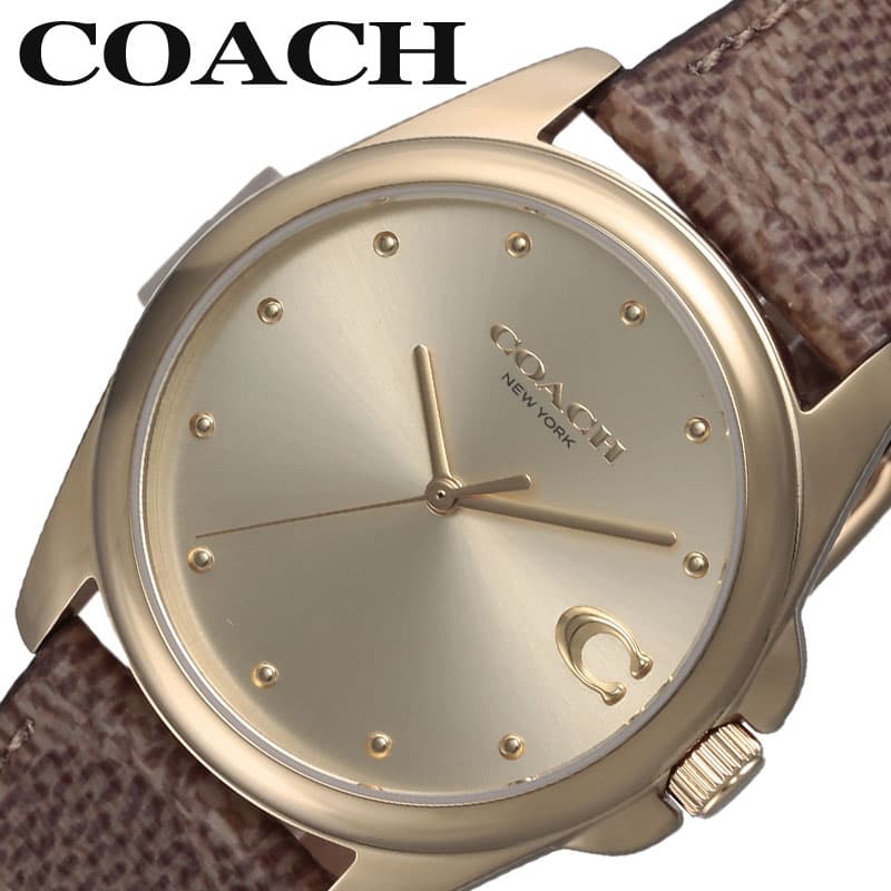 コーチ 腕時計 COACH 時計 グレイソン GREYSON レディース 腕時計 イエローゴールド ラグジュアリー カジュアル ファッション デート シンプル お出かけ 大学