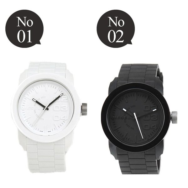 ディーゼル 時計 DIESEL 腕時計 ディーゼル時計 ディーゼル腕時計 メンズ レディース Franchise ブラック ホワイト 白 黒 ラバーベルト ペアルック｜hstyle｜02