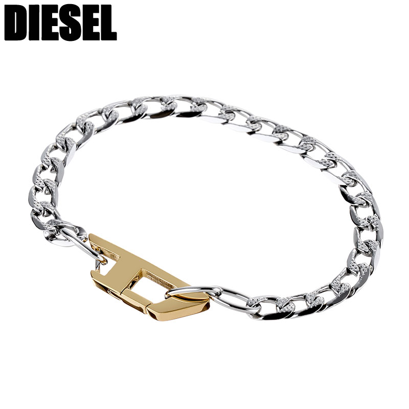 DIESEL ディーゼル ブレスレット シルバー×ゴールド DX1338040 ディーゼル ブレスレット DIESEL DX1338040 メンズ 男性