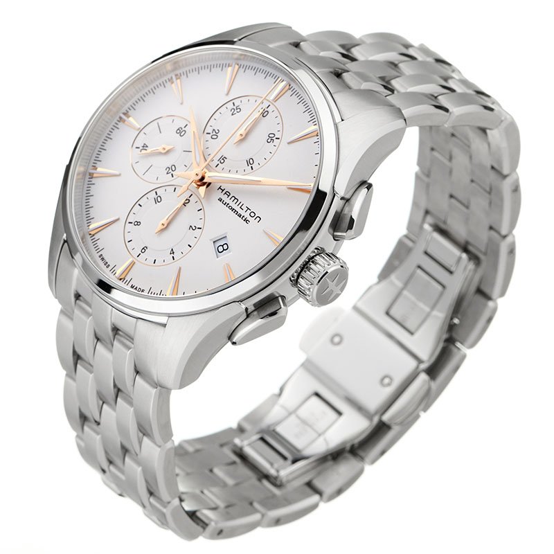 ハミルトン 腕時計 HAMILTON 時計 ジャズマスター オートクロノ JAZZ MASTER AUTO CHRONO メンズ シルバー 機械式 自動巻き クロノグラフ 男性 仕事 ビジネスの画像