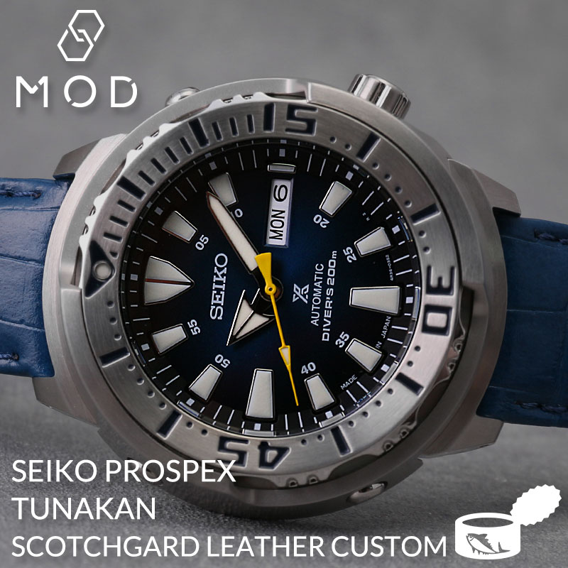 カスタム セイコー 腕時計 SEIKO 時計 ツナ缶 ツナ ツナカン プロスペックス PROSPEX 型押し 超強力撥水 レザー ベルト バンド  革ベルト SBDY053 SBDY055