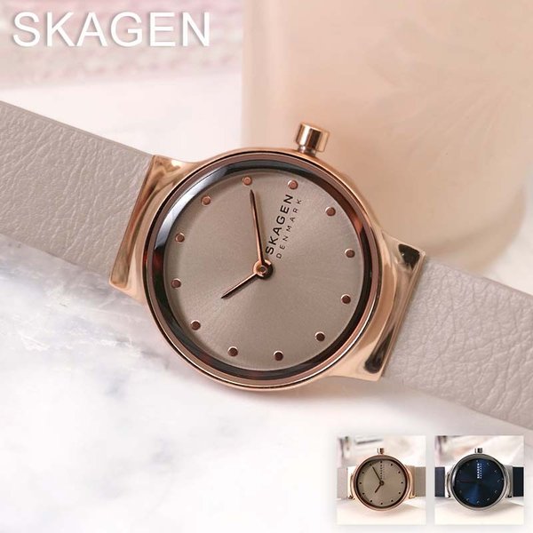 スカーゲン 腕時計 SKAGEN 時計 スカーゲン時計 FREJA LILLE レディース グレー ベージュ ローズ ゴールド ネイビー シルバー シンプル 革ベルト