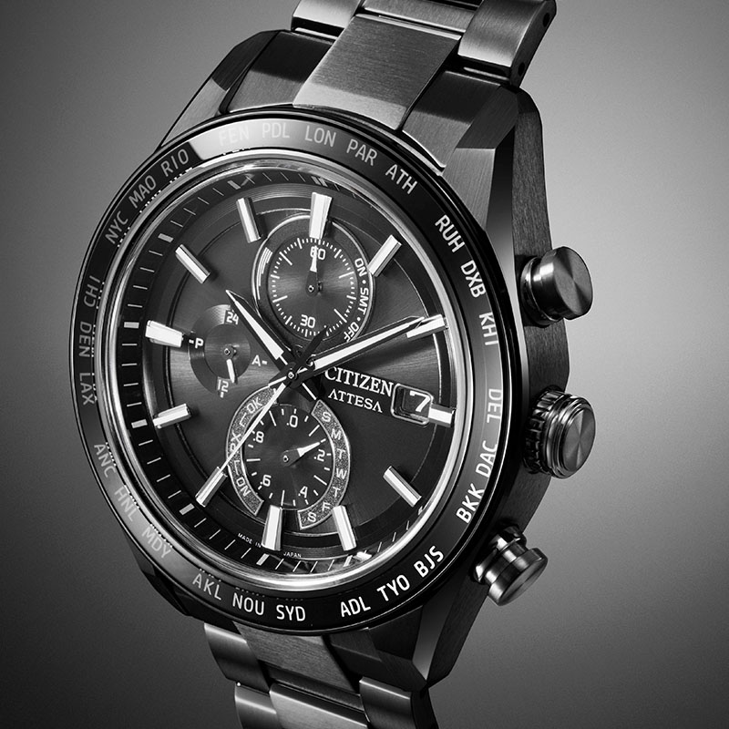 シチズン 腕時計 アテッサ メンズ 男性 ブラック 時計 チタン 電波