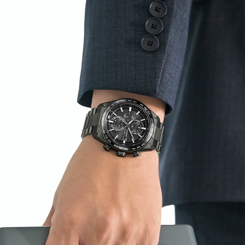 シチズン 腕時計 アテッサ メンズ 男性 ブラック 時計 チタン 電波