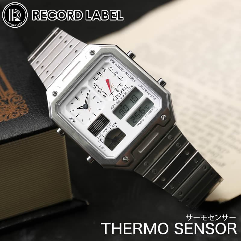 シチズン 腕時計 CITIZEN 時計 レコードレーベル サーモセンサー RECORD LABEL THERMO SENSOR メンズ レディース 男性 女性 レトロ アンティーク JG2120-65A