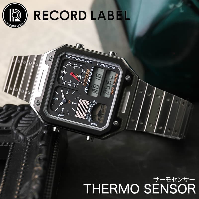 シチズン 腕時計 CITIZEN 時計 レコードレーベル サーモセンサー RECORD LABEL THERMO SENSOR メンズ レディース 男性 女性 レトロ アンティーク JG2126-69E(17391円)