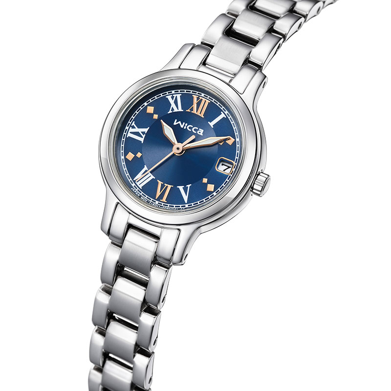 極美品　CITIZEN　シチズン　ウィッカ　ブルー シェル 文字盤　ソーラー シチズン 腕時計 CITIZEN 時計 ウィッカ ソーラーテック wicca SOLAR