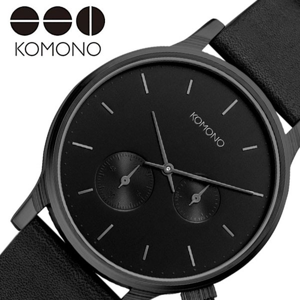 コモノ 腕時計 KOMONO 時計 ウィンストン ダブル サブス WINSTON DOUBLE SUBS レディース ブラック  KOM-W3052