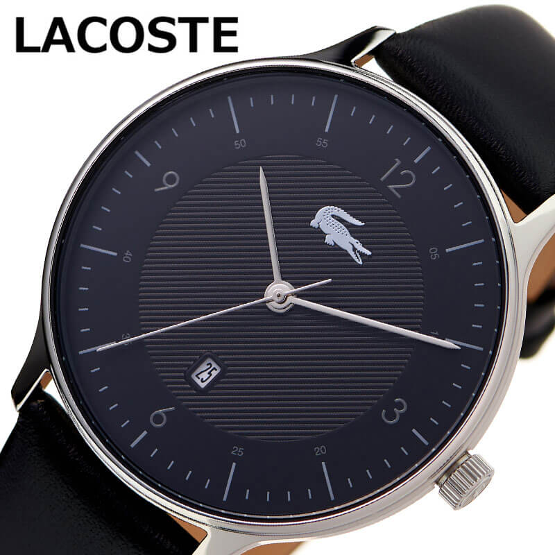 ラコステ 腕時計 LACOSTE 時計 男性 メンズ LC2011137 シンプル カジュアル 黒 ブラック レザー 革 ベルト ビジネス スーツ シルバー