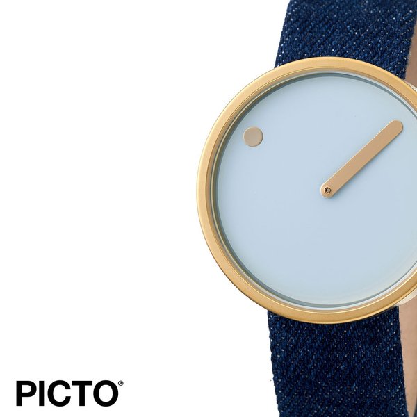 PICTO 腕時計 ピクト 時計 ゴールドケース & デニムストラップ メンズ 男性 夫 彼氏 ブルー 43332-5220MG