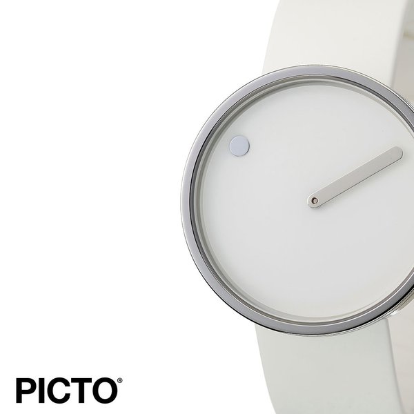 PICTO 腕時計 ピクト 時計 スティールケース & シリコンストラップ メンズ 男性 夫 彼氏 ホワイト 43364-0220S