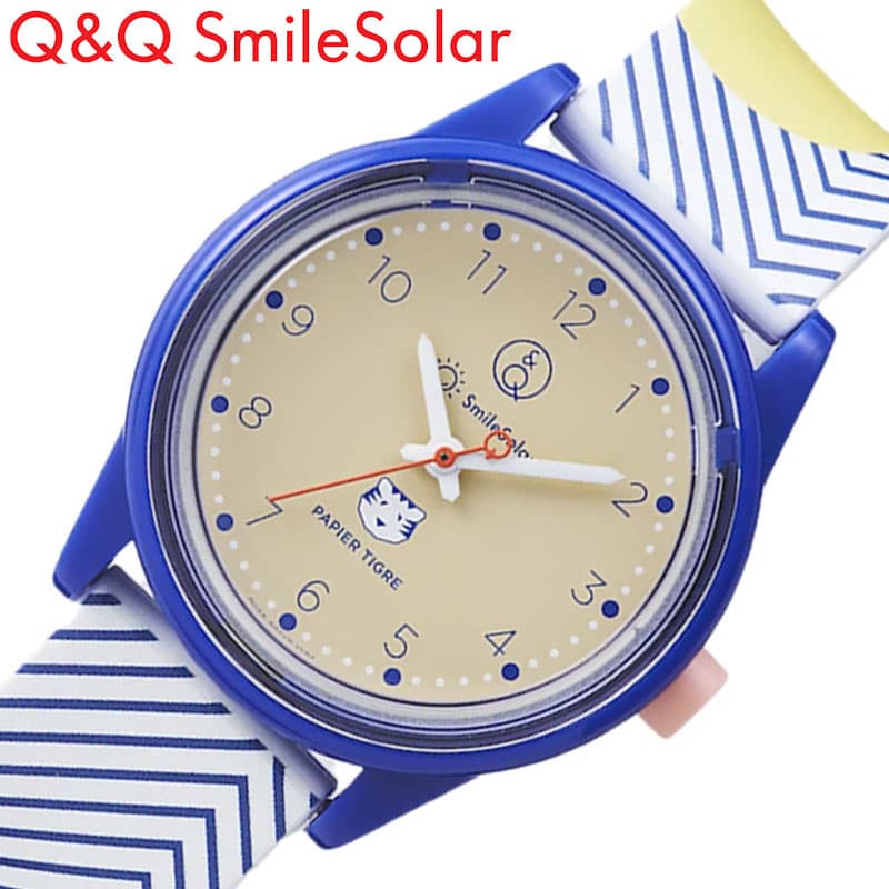 シチズン 腕時計 Q&amp;Q 時計 CITIZEN ソーラー 防水 軽い スマイルソーラー Smile Solar パピエ ティグル ブルー キッズ レディース R02A-501VK