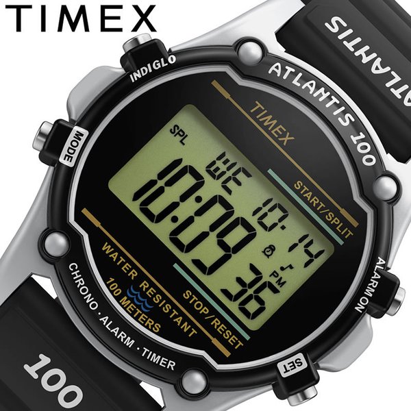 タイメックス 腕時計 TIMEX 時計 アトランティス 100 ブラック ATLANTIS 100 BLACK メンズ 液晶 TW2U31000