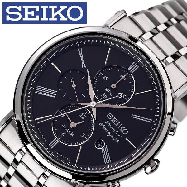 セイコー 腕時計 SEIKO 時計 プルミエ Premier メンズ ブラック SNAF75P1