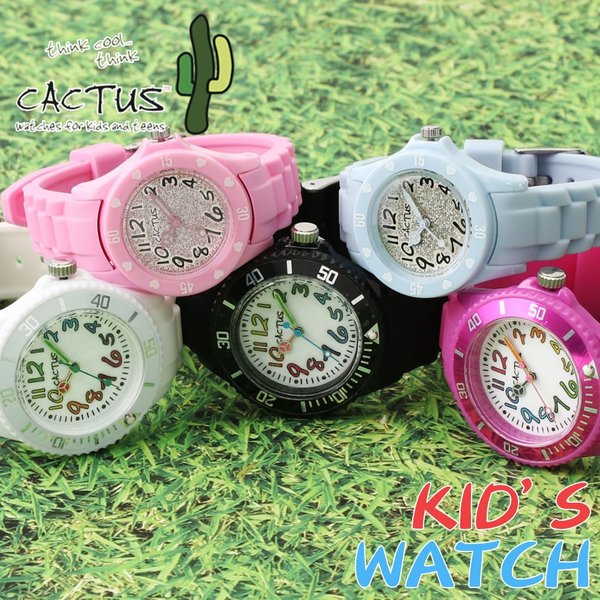 カクタス 時計 CACTUS 時計 キッズ 腕時計 子ども 孫 小学生 誕生日 子供 プレゼント 子供用腕時計 子供用時計 ピンク ホワイト 水色