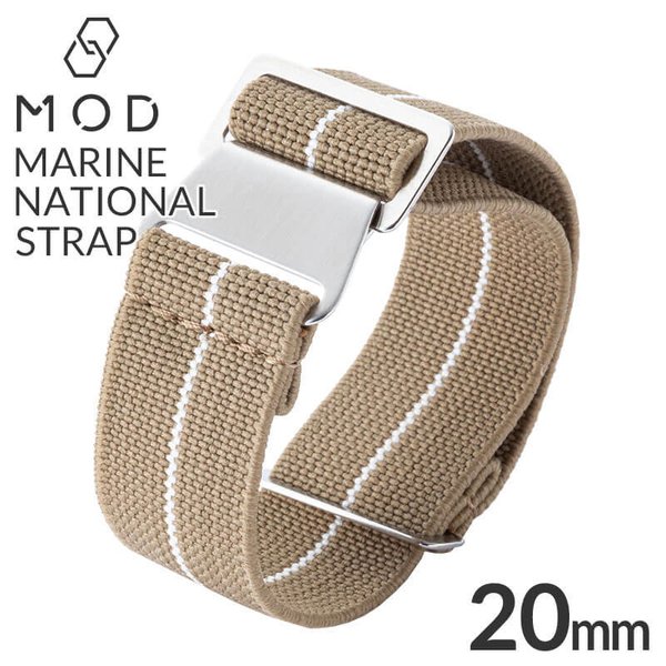 ޥ꡼ʥʥ륹ȥå ӻץ٥ MARINE NATIONAL STRAP  20mm  ǥ ٥ BT-MN-20-KHWH-SV