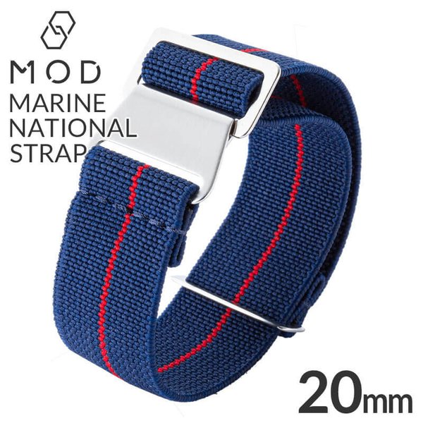 ޥ꡼ʥʥ륹ȥå ӻץ٥ MARINE NATIONAL STRAP  20mm  ǥ ٥ BT-MN-20-NVRD-SV