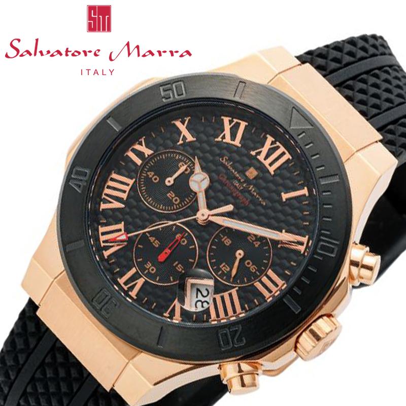 サルバトーレ マーラ 腕時計 Salvatore Marra 時計 男性 メンズ スポーツ スポーティ クロノグラフ クロノ メタル ラバー ビジネス SM23106-PGBK