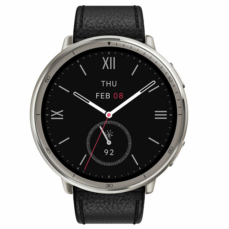 アマズフィット 腕時計 AMAZFIT スマートウォッチ アクティブ2 ユニセックス ブラック レザー SP170073-C225 スポーツ 睡眠 人気 おすすめ おしゃれ プレゼント_1