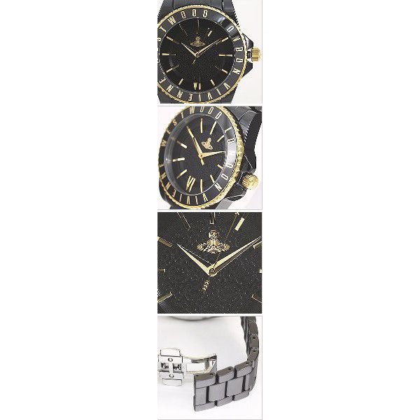 ヴィヴィアンウエストウッドタイムマシーン Vivienne Westwood TIMEMACHINE 腕時計 セラミック メンズ ブラック  VV048GDBK デザイン セール