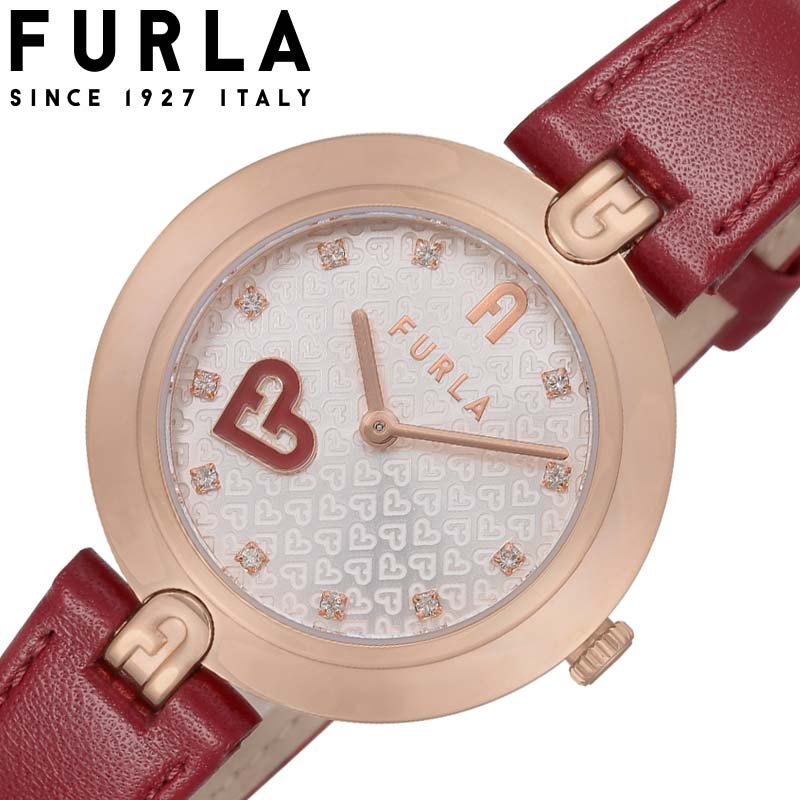 FURLA ボルドーレザー腕時計 ハートモチーフ フルラ 腕時計 FURLA 時計 ロゴリンクス 女性 レディース