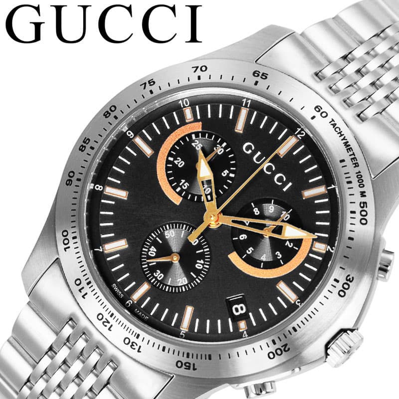 グッチ 腕時計 GUCCI 時計 Gタイムレスクロノ G Timeless Chrono メンズ ブラック シルバー ジータイムレスクロノ 男性 仕事 ビジネス 上品 高級感 冠婚葬祭