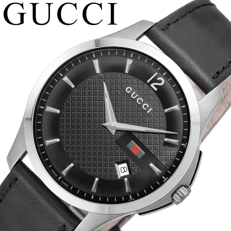 グッチ 腕時計 GUCCI 時計 Gタイムレス G Timeless ブラック 男性 メンズ YA126304 革ベルト レザー レザーベルト レザーバンド ラウンド クオーツ サファイ