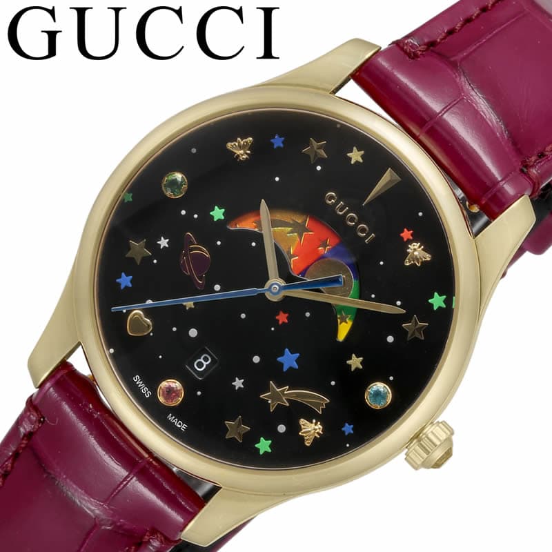 グッチ 腕時計 GUCCI 時計 Gタイムレス G-TIMELESS ユニセックス YA1264050 ブラック バーガンディ ムーンフェイズ アリゲーター ファッション プレゼント
