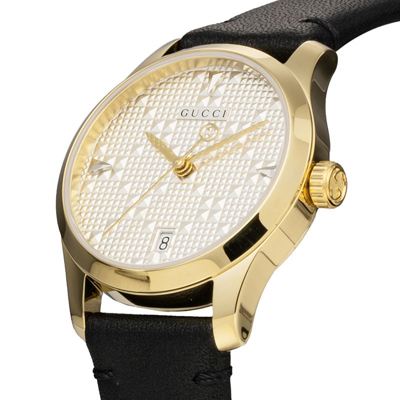 グッチ 腕時計 GUCCI 時計 Gタイムレス G Timeless シルバー 女性 レディース YA126571A 革バンド レザー レザーベルト レザーバンド カレンダー 日付の画像