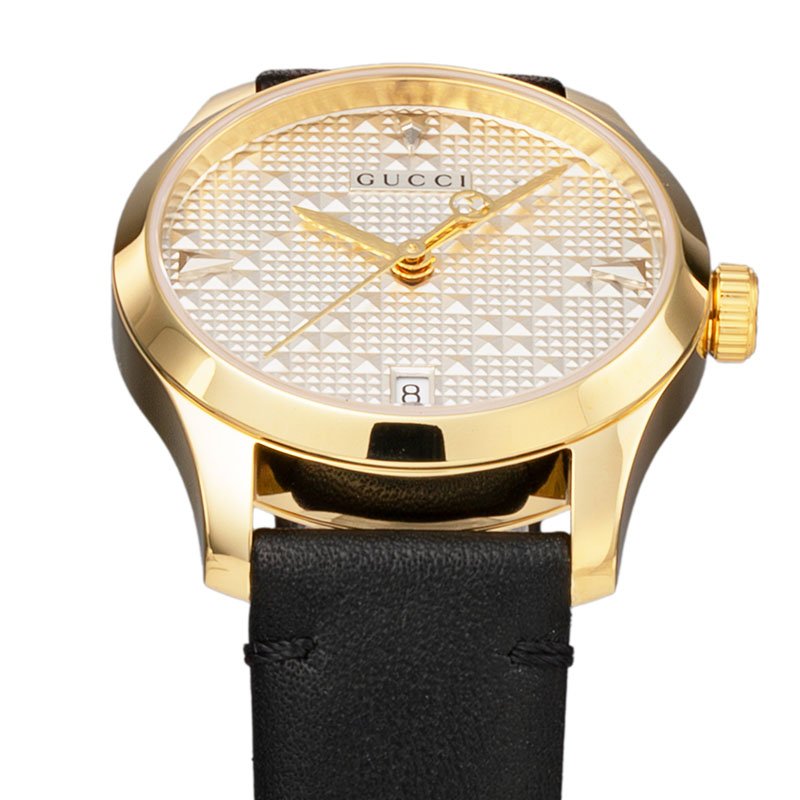 グッチ 腕時計 GUCCI 時計 Gタイムレス G Timeless シルバー 女性 レディース YA126571A 革バンド レザー レザーベルト レザーバンド カレンダー 日付の画像