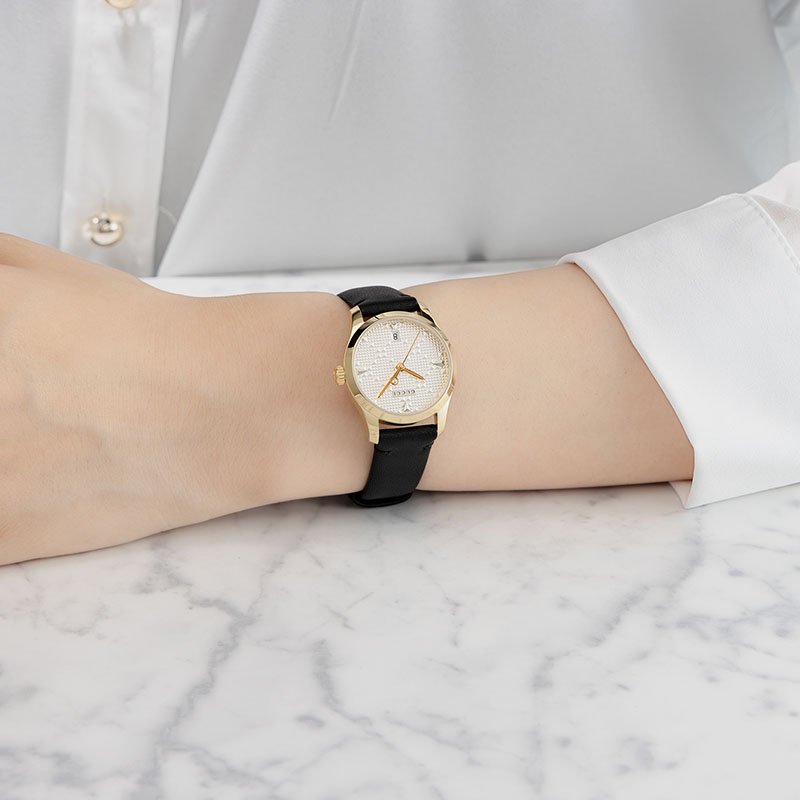 グッチ 腕時計 GUCCI 時計 Gタイムレス G Timeless シルバー 女性 レディース YA126571A 革バンド レザー レザーベルト レザーバンド カレンダー 日付の画像