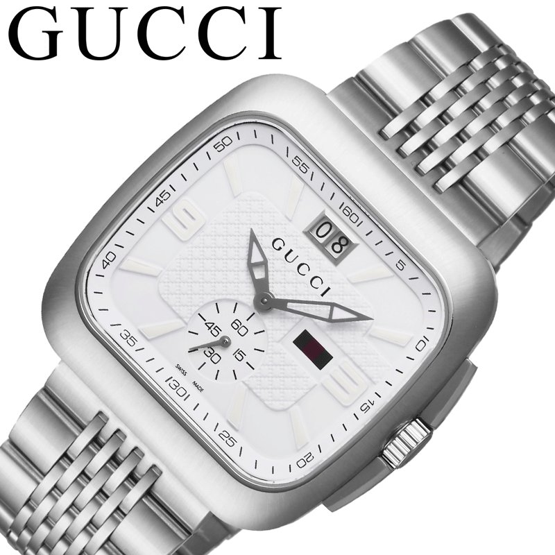 グッチ 腕時計 GUCCI 時計 グッチクーペ GUCCI COUPE ホワイト 男性 メンズ YA131319 ステンレス ステンレスベルト ステンレスバンド クオーツ サファイアガラス