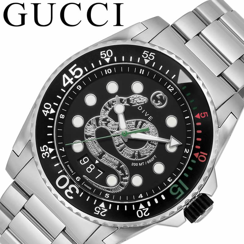 グッチ 腕時計 GUCCI 時計 ダイヴ DIVE メンズ YA136218 男性 ブラック シルバー イタリア 高級 ファッション 仕事 大人 人気 ブランド プレゼント ギフト