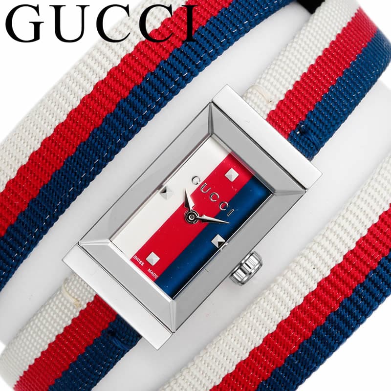 グッチ 腕時計 GUCCI 時計 Gフレーム G-FRAME レディース YA147502 女性 ホワイト レッド ネイビー イタリア 高級 ファッション 仕事 大人 プレゼント ギフト