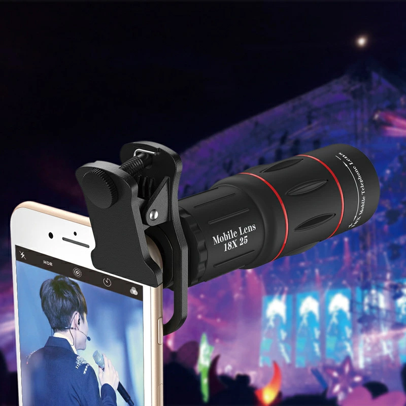 スマホ用レンズ 望遠レンズ ズームレンズ 単品 18倍 クリップ式