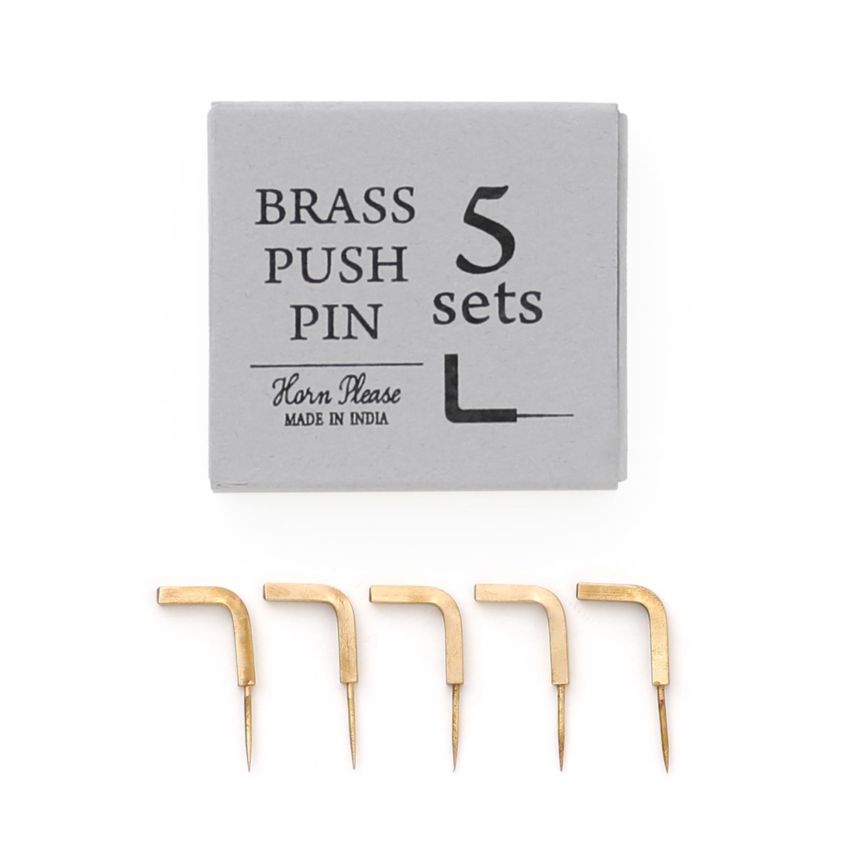 壁 フック 画鋲 画びょう BRASS プッシュピン Lフック S/5 （5個入り）フック画びょう L字フック 真鍮 壁掛け アンティーク風 DIY 手軽 簡単 ディスプレイ｜htdd｜02