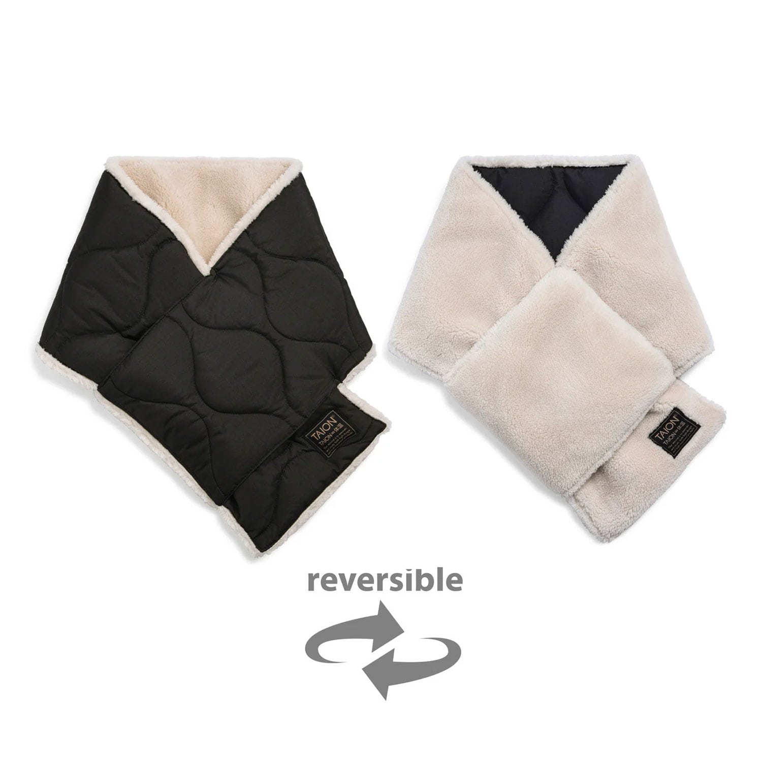 マフラー ユニセックス TAION タイオン ミリタリー リバーシブル ダウンマフラー R201ML-1 メンズ レディース 男女兼用 ボア ネックウォーマー 秋 冬 軽量 | TAION | 02