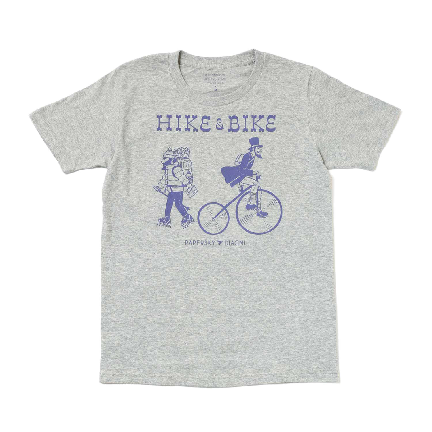 Tシャツ メンズ レディース PAPERSKY HIKE & BIKE T GY ペーパースカイ ハイク アンド バイク Tシャツ グレー 半袖 おしゃれ かわいい カジュアル 綿100% | HIGHTIDE | 01